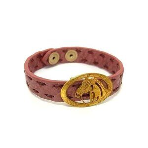 Fendi Bracelet Selleria Pink Gold Leather Horse Motif